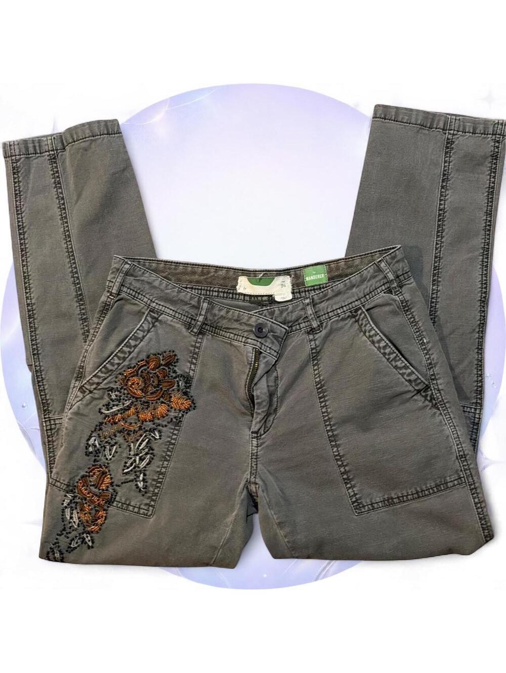 Anthropologie Wanderer Beaded Floral Cargo Pants — 26